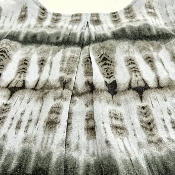 Bryn Walker Fran Gray Linen Bell Sleeve Tie Dye Tunic Top Blouse Size Large - Picture 9 of 12